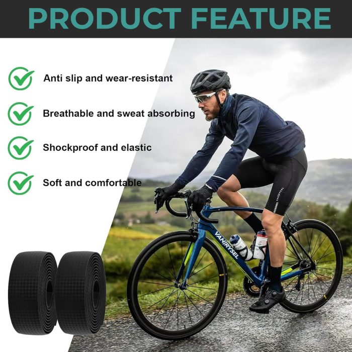 2PCS Rolls Non-Slip Cycling Handlebar Tape – Carbon Black - Image 3