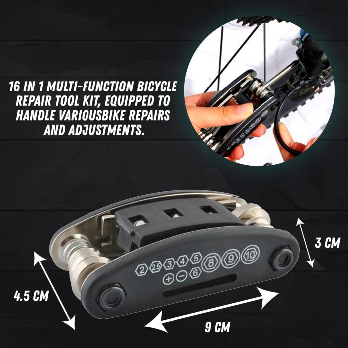 16in1 Bicycle Repair Tool Kit – Multifunction Mountain Bike Puncture Fix Patch Tool - Image 4