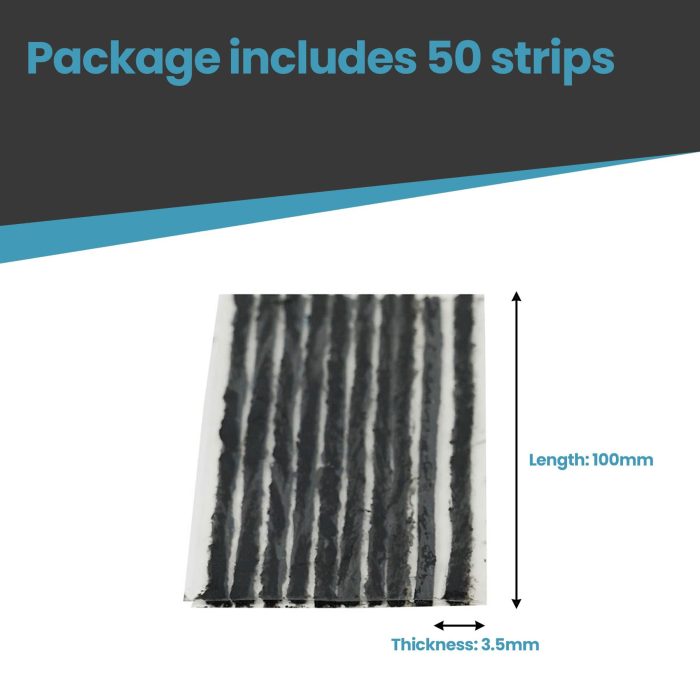 50 x Tubeless Tire Puncture Repair Kit – 100mm Rubber Strips for Car, Bike, Van, Truck - Image 4