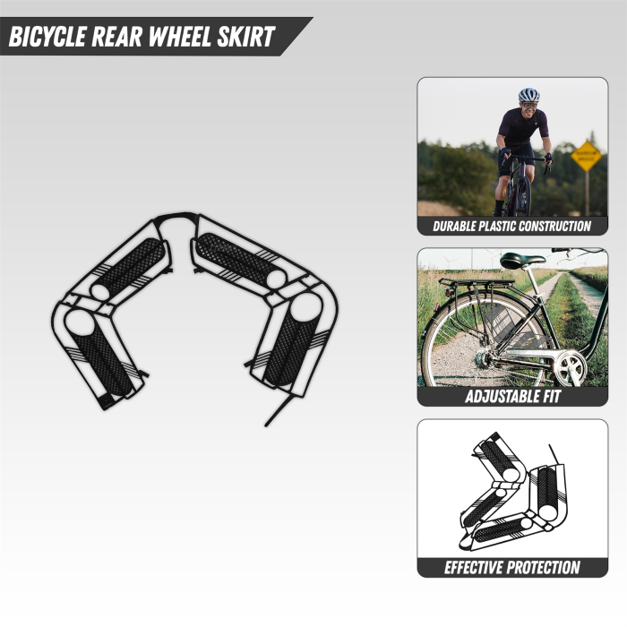Bicycle Net Dress Guard Rear Wheel Protector Plastic Safety Cycling Black - Image 7