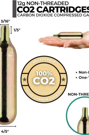 CO2 BIKE CYCLE PUMP TYRE CANISTER INFLATOR GAS – NON THREADED – 12g (Multiple Packs)