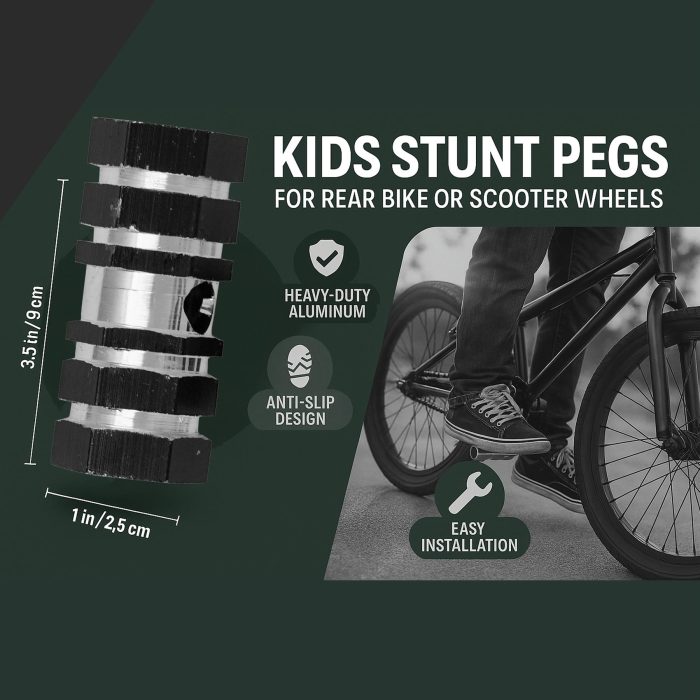 Kids BMX Stunt Pegs for 10mm Axle – Durable Alloy Foot Pegs for Bike & Scooter (Pair) - Image 6