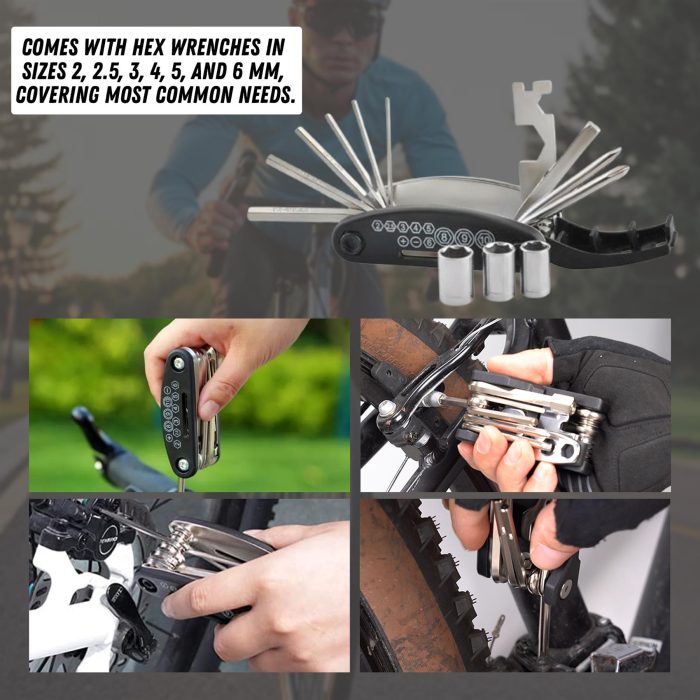 16in1 Bicycle Repair Tool Kit – Multifunction Mountain Bike Puncture Fix Patch Tool - Image 3