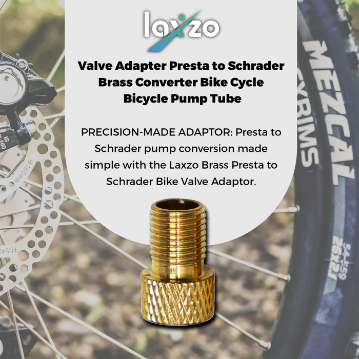 Brass Adaptor Presta To Schrader Bicycle Valve Converter Pump Connector - Image 4
