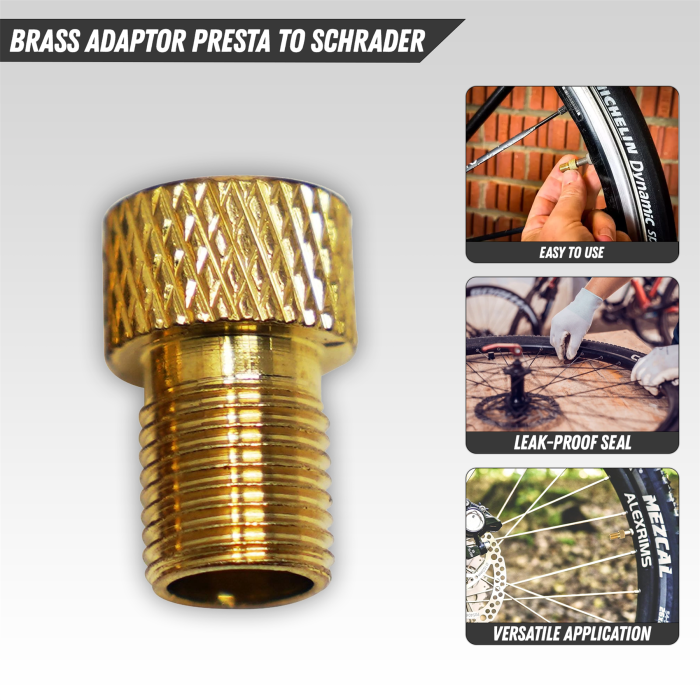 Brass Adaptor Presta To Schrader Bicycle Valve Converter Pump Connector - Image 6