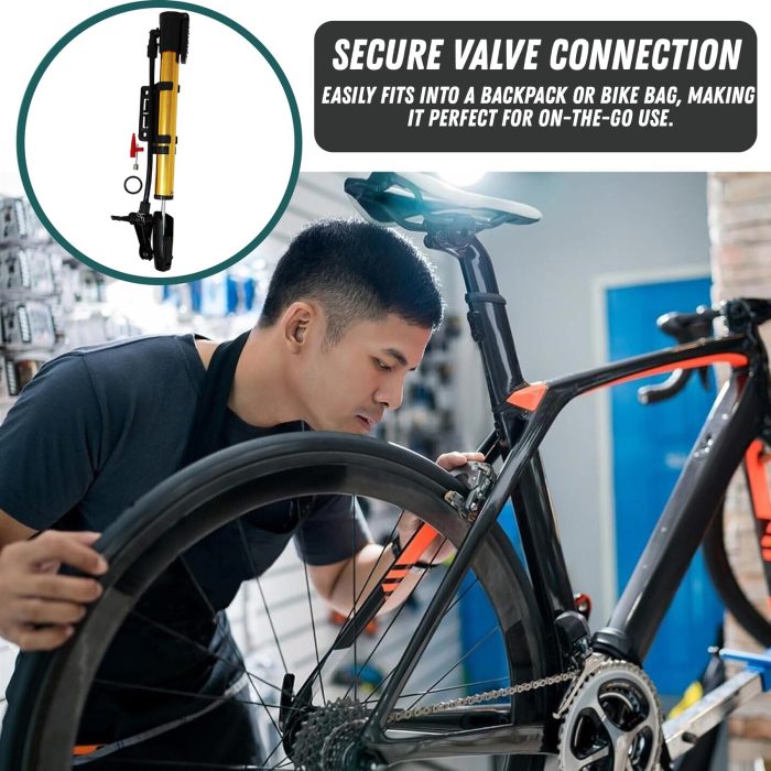 Mini Bike Pump – Portable Tyre Inflator Hand Pump for Schrader & Presta Valves - Image 6