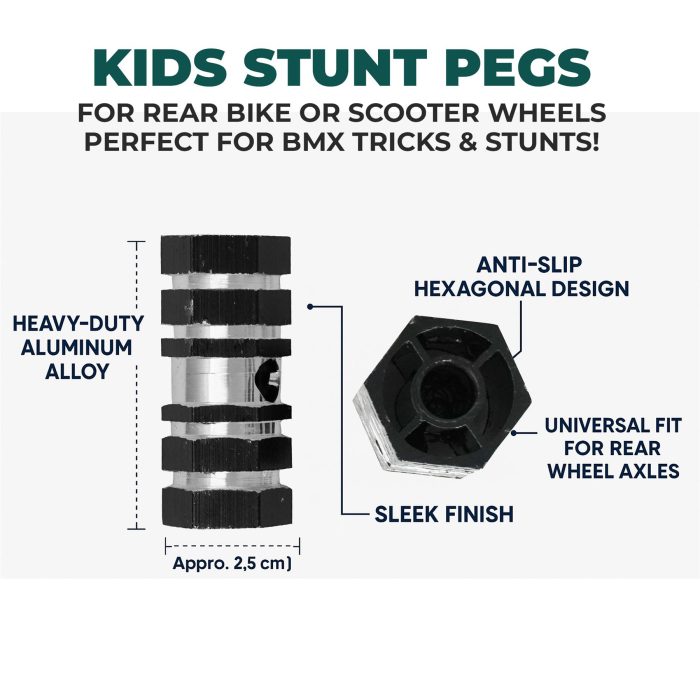 Kids BMX Stunt Pegs for 10mm Axle – Durable Alloy Foot Pegs for Bike & Scooter (Pair) - Image 5