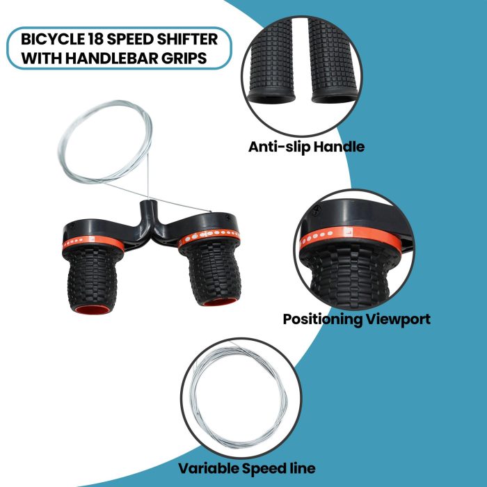 Bicycle Gear Shifters 18 Speed Mountain Bike Grips Handlebar Black - Image 5