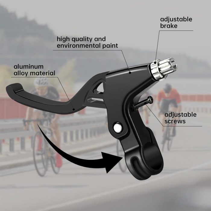 Alloy 3-Finger V-Brake Levers for MTB/BMX – Black/Silver (Pair) - Image 6