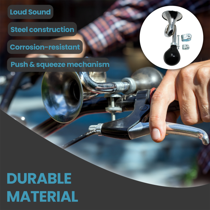 Retro Bike Horn – Loud Steel Air Hooter with Squeeze Bulb for Bicycle Handlebar - Image 9
