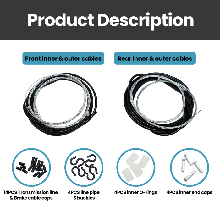 Gear Cable Set Inner & Outer Front & Rear for MTB Mountain Bike (Various Colors) - Image 6