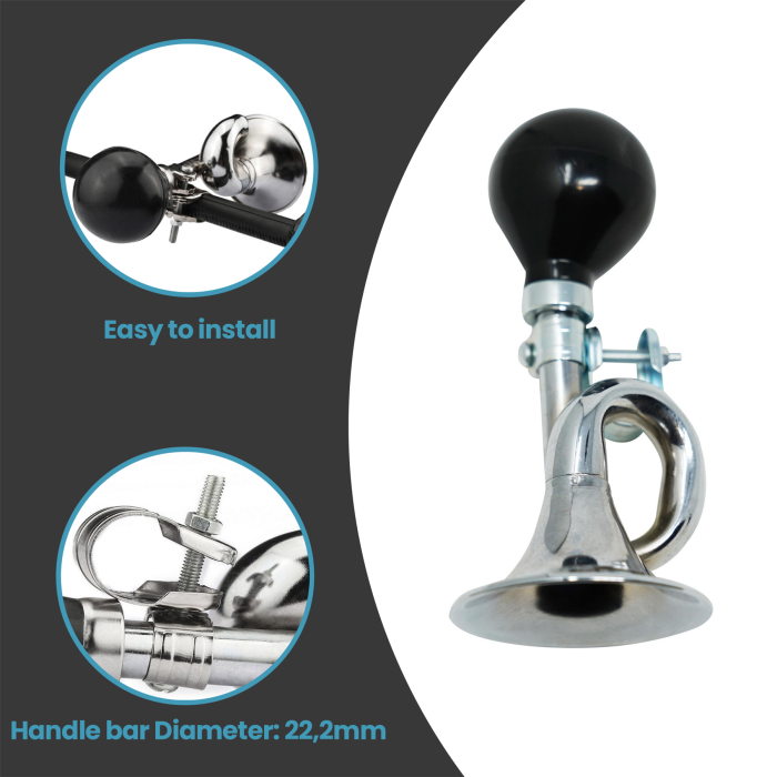 Retro Bike Horn – Loud Steel Air Hooter with Squeeze Bulb for Bicycle Handlebar - Image 8
