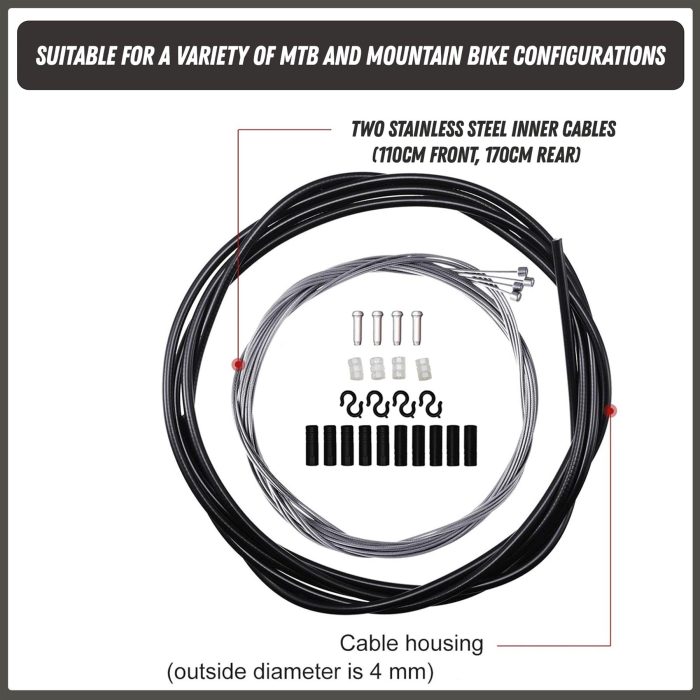 Gear Cable Set Inner & Outer Front & Rear for MTB Mountain Bike (Various Colors) - Image 3