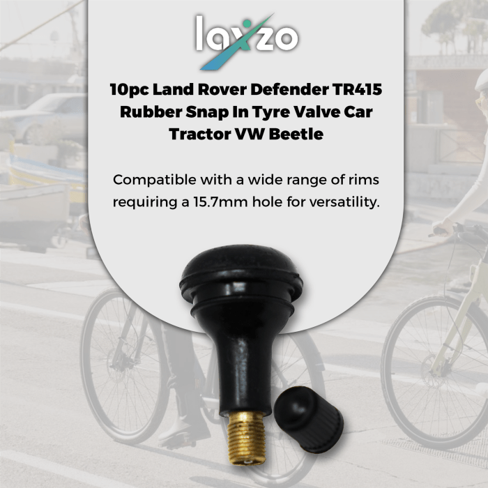 Laxzo TR415 Tubeless Tyre Valves for 15.7mm Rim Holes (10-Pack) - Image 3