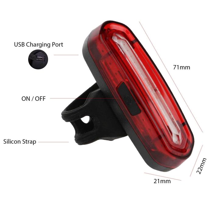 Laxzo USB Rechargeable COB LED Rear Bike Light - Image 5