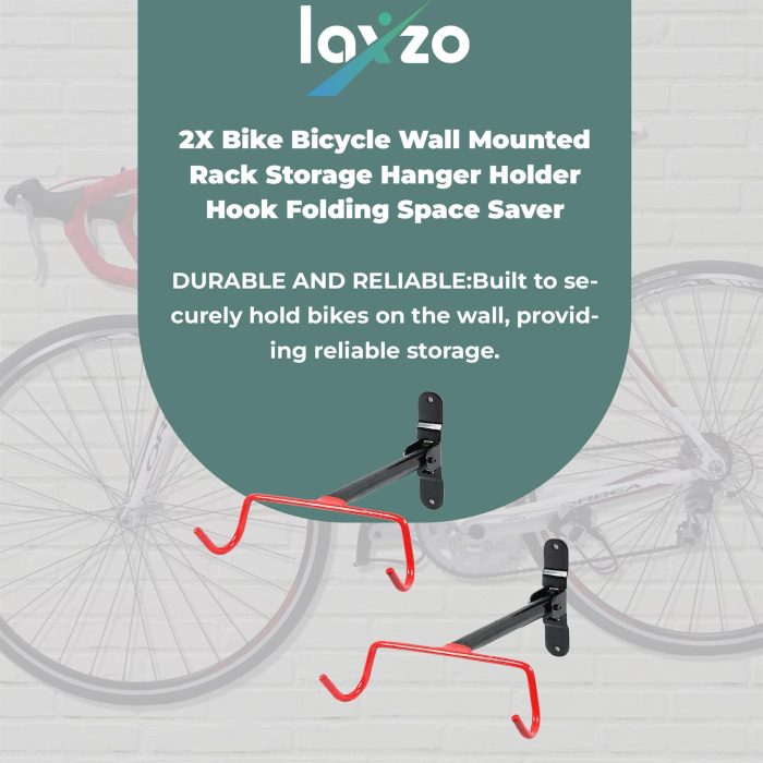 Laxzo Folding Wall-Mounted Bike Storage Hanger - Image 2