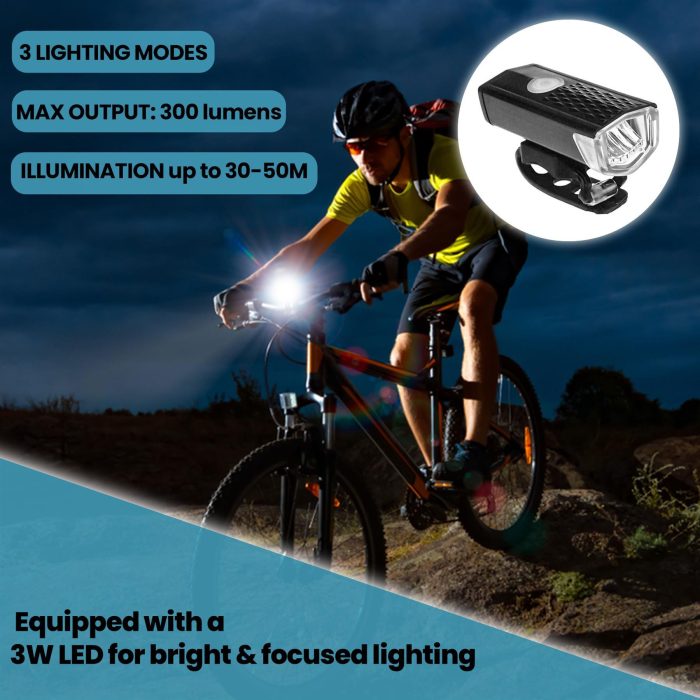 Laxzo USB Rechargeable COB LED Bike Light Set - Image 6