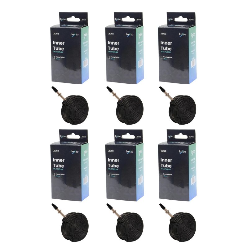 Laxzo 26-Inch MTB & Hybrid Inner Tube Presta Valve (40mm) - 6PC