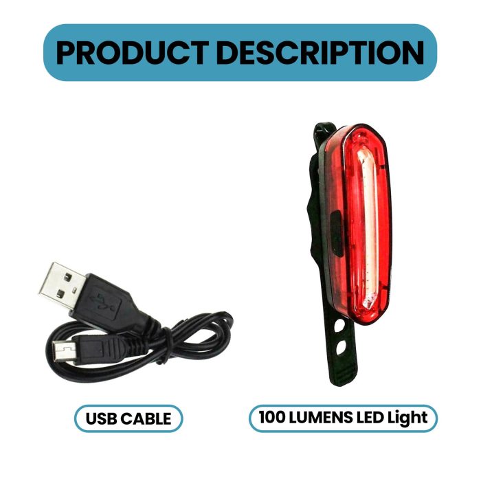 Laxzo USB Rechargeable COB LED Rear Bike Light - Image 7