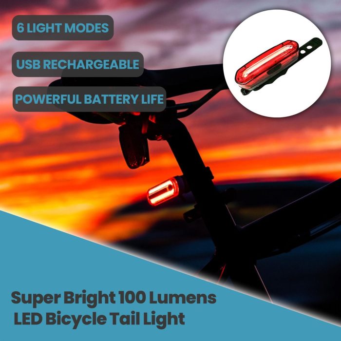 Laxzo USB Rechargeable COB LED Bike Light Set - Image 5