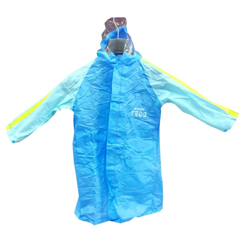 Laxzo Kids' Waterproof Hooded Raincoat with Reflective Sleeves (Ages 6-8)