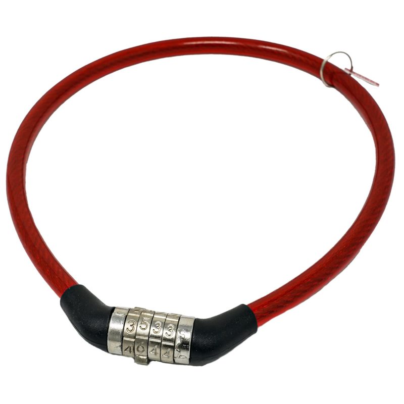 Laxzo 4-Digit Combination Bike Cable Lock (70cm) - Red