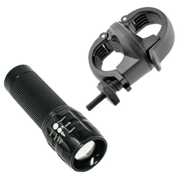Bicycle LED Flashlight Bright Torch with Universal Bike Holder Mount