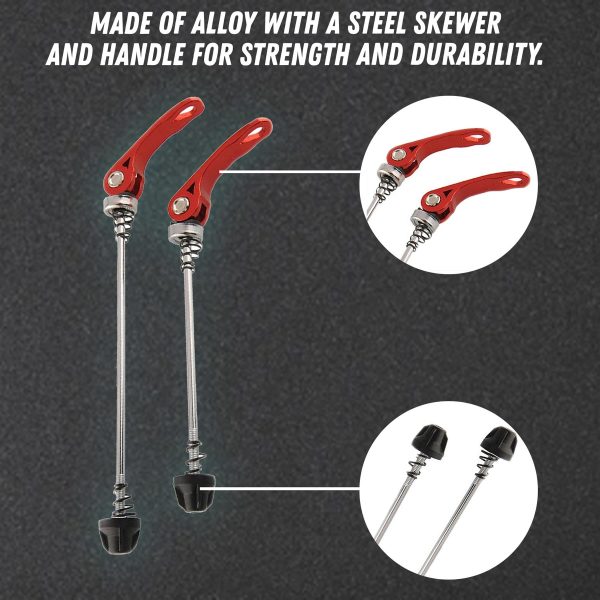 2Pcs Bike Quick Release Wheel Hub Screwers Aluminium Pair Front and Rear Red