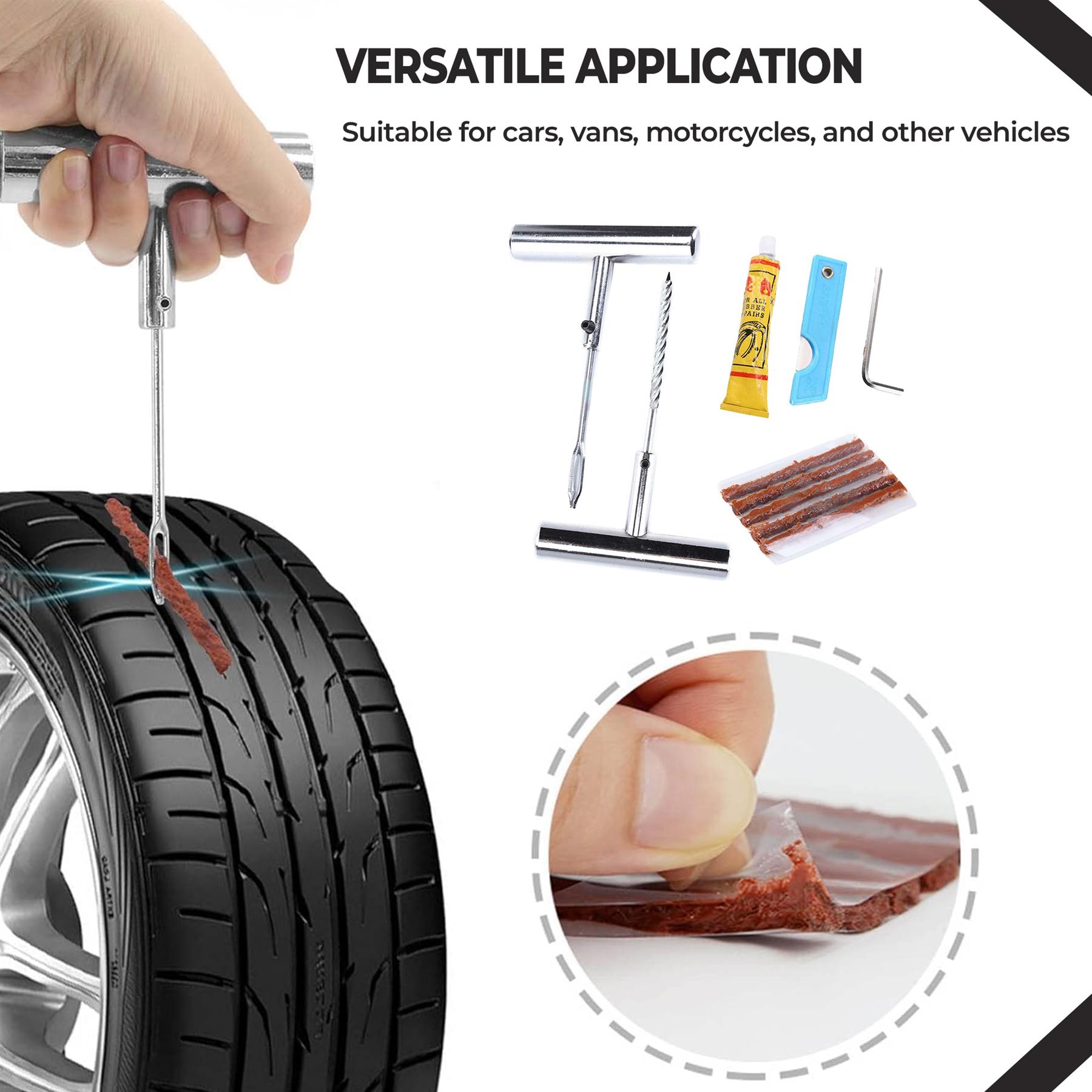 Car Van Motorcycle Tubeless Tyre Emergency Puncture Tire Repair Strips Tool Kit