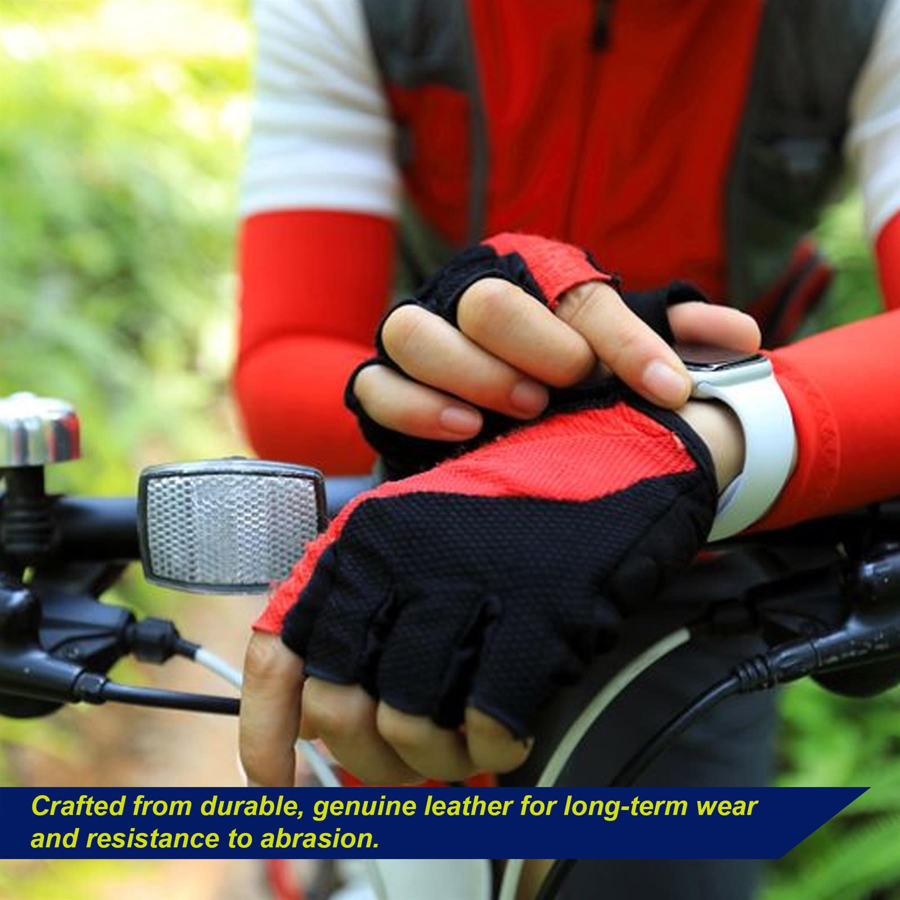 Cycling gym gloves mitts dotted gel grip red cycle bike bicycle half finger