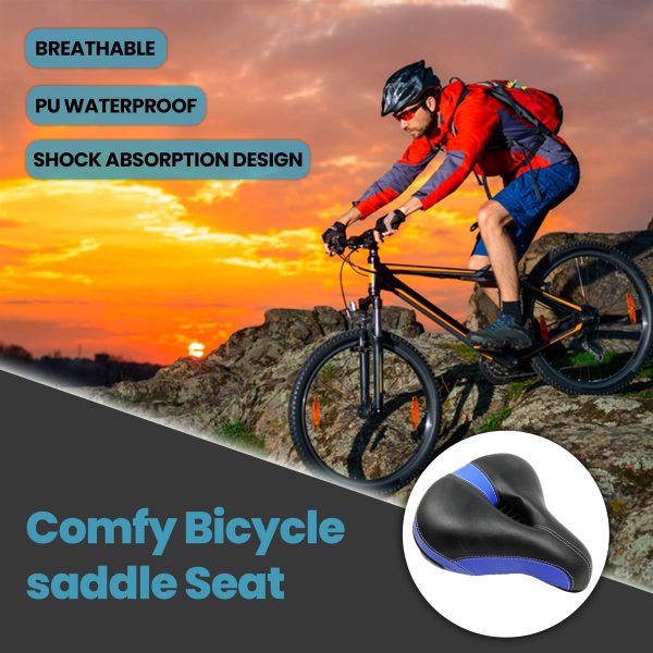 WIDE BIG BUM BICYCLE GEL CRUISER EXTRA COMFORT SOFT PAD SADDLE SEAT BLACK/BLUE