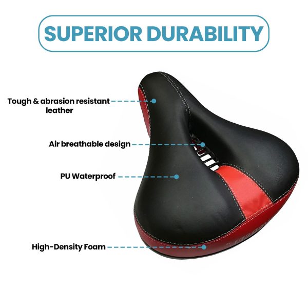 Wide Big Bum Bike Bicycle Dual Spring Extra Comfort Saddle Seat Pad Red