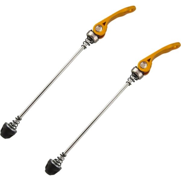 2Pcs Bike Quick Release Wheel Hub Screwers Aluminium Pair Front and Rear Yellow