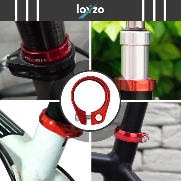 Laxzo ® MTB Mountain SeatPost Clamp Road bicycle Aluminium Alloy 34.9mm Frame Bolt Fix Red