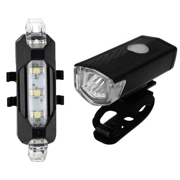 Bicycle USB-Rechargeable LED Headlight with Tail Warning Light Rear White