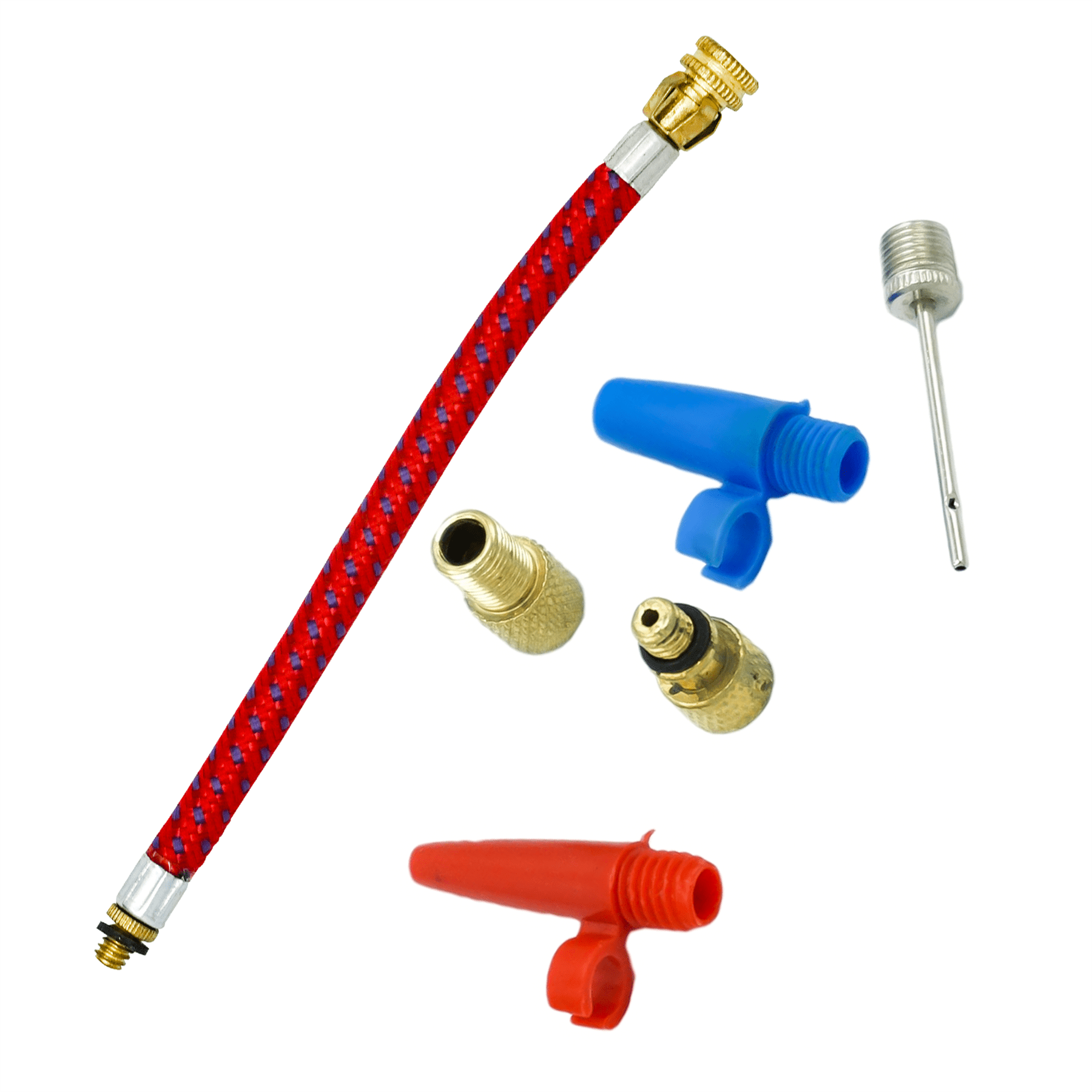 Bicycle Pump Adaptor Kit Football Airbed Bike Tyre Needle Valve Connector Hose