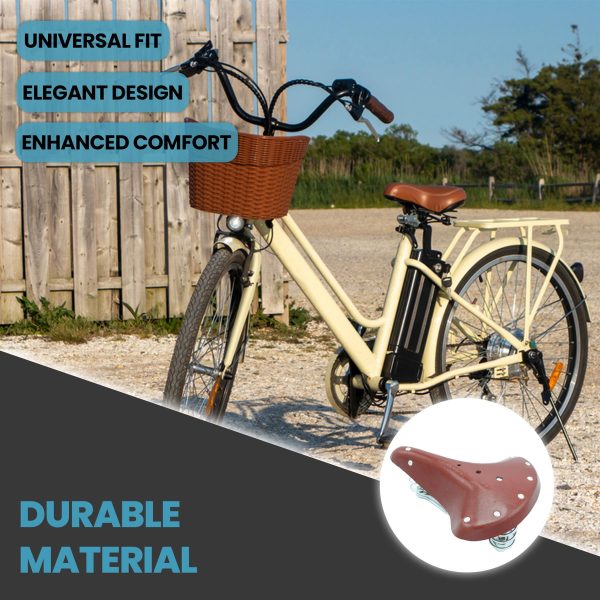 Vintage Classic Brown Mock Leather Bicycle Saddle With Seat Clamp